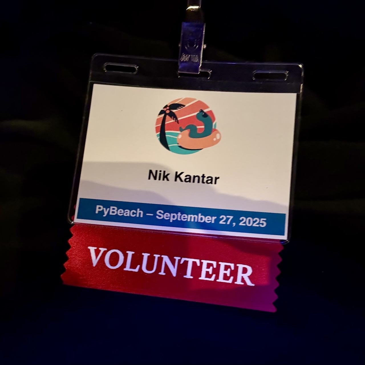my PyBeach 2025 badge
