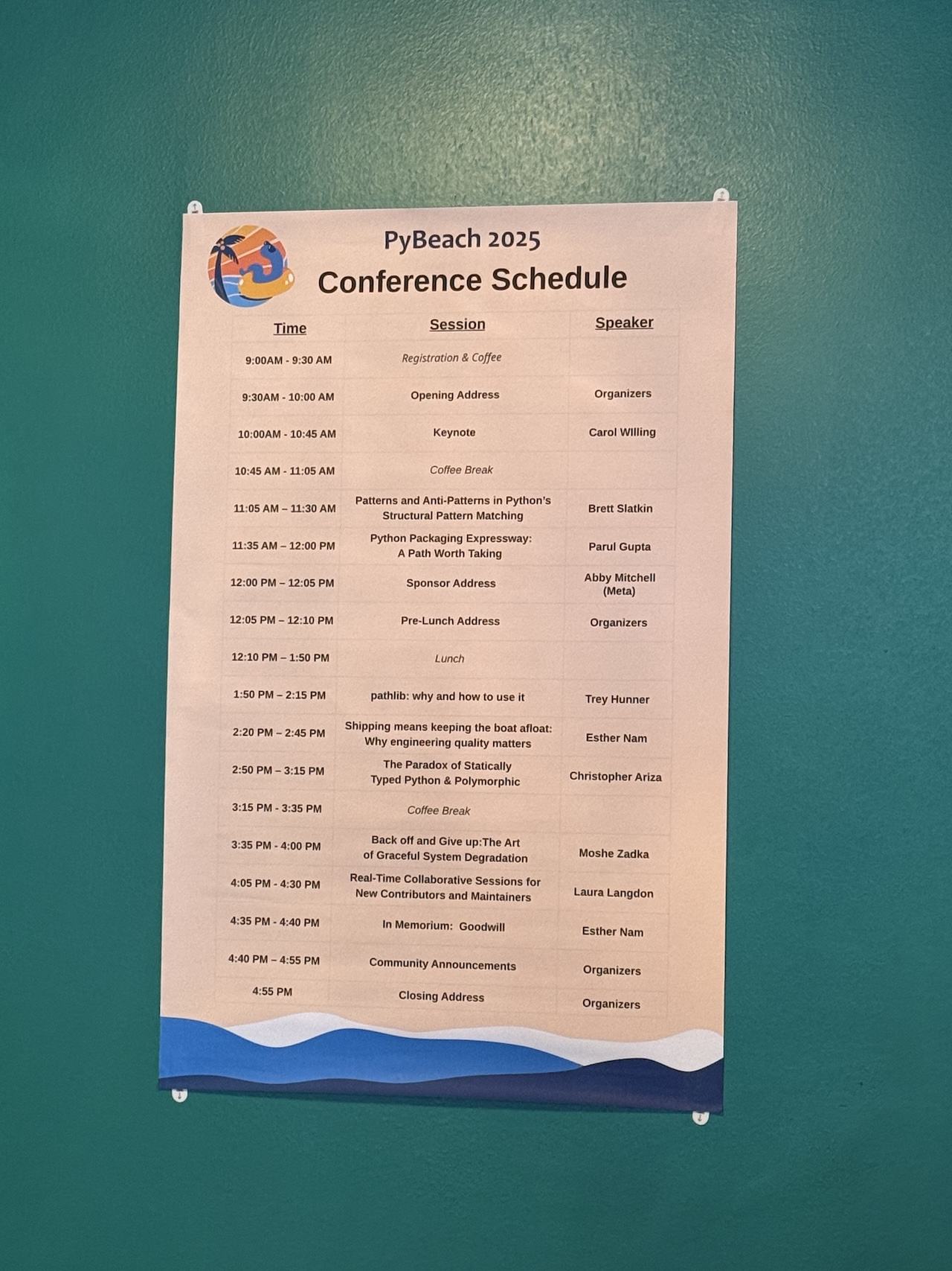 PyBeach 2025 schedule of events